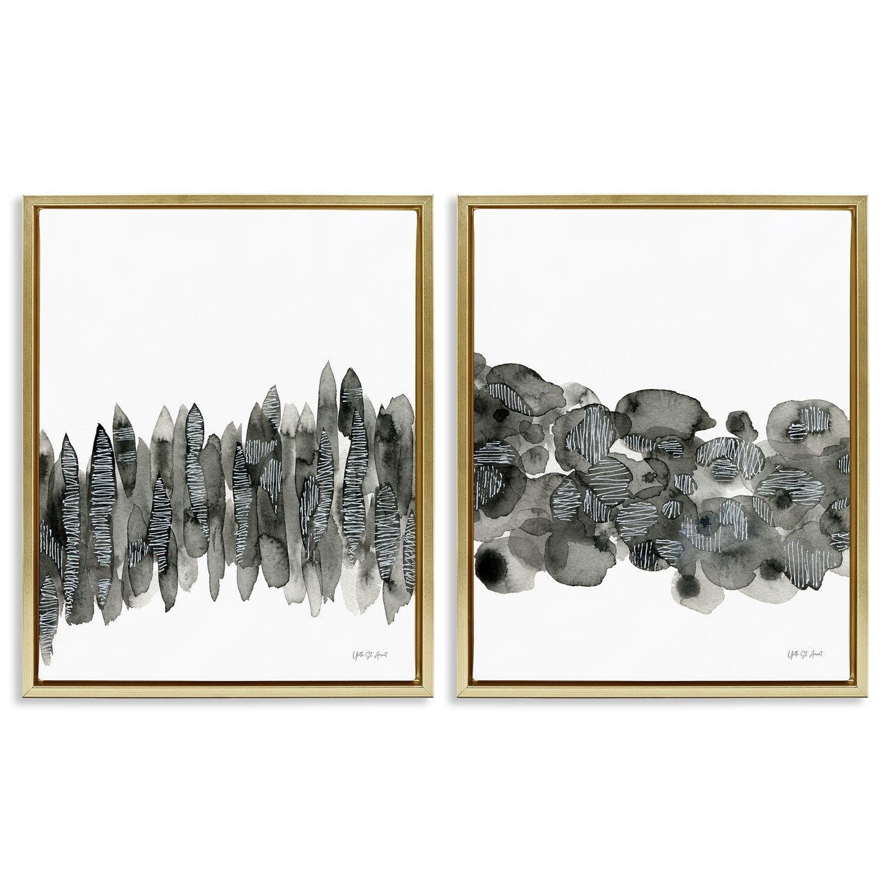 Stupell Industries Abstract Charcoal Kindling 2 pc Framed Floater Canvas Wall Art Set Design by Yvette St. Amant
